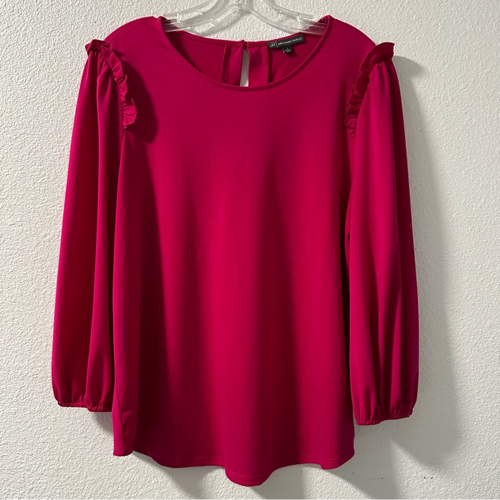 Adrianna Papell pink blouse long sleeve L